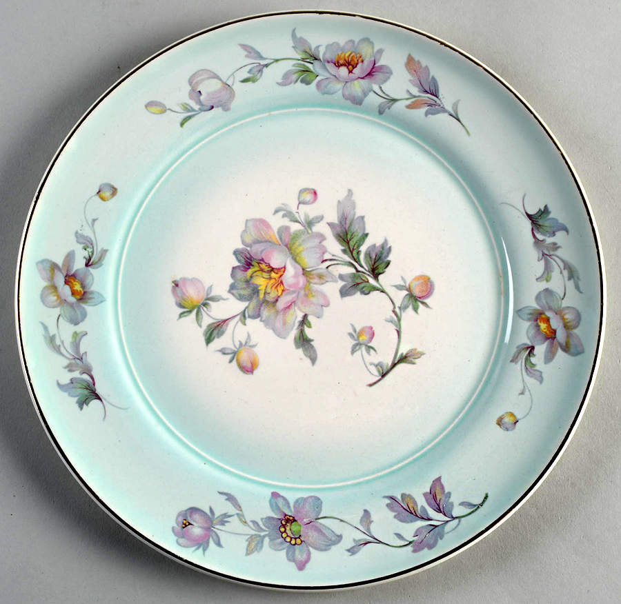 Silver Moon Celadon Dinner Plate by Limoges-American-1
