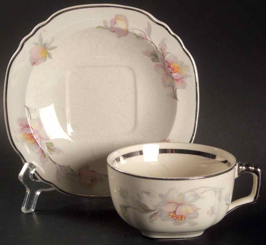 Silver Moon Flat Cup & Saucer Set by Limoges-American-1