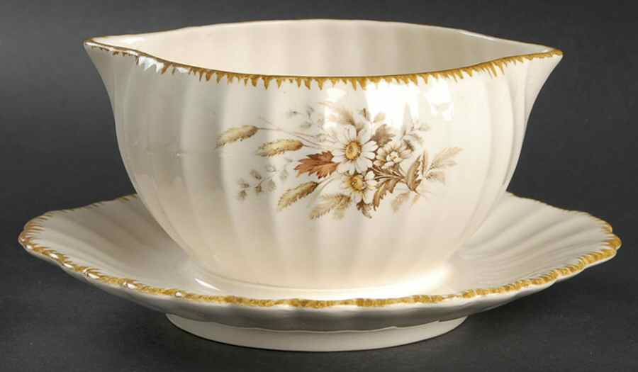 Sun Valley Gravy Boat with Attached Underplate by Limoges-American-1