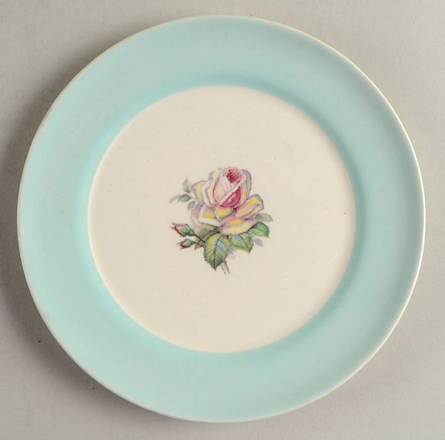 Tea Rose Cotillion Blue Salad Plate by Limoges-American-1