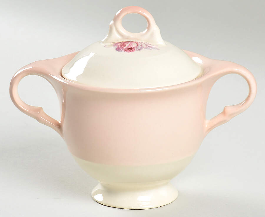 Tea Rose Cotillion Pink (No Trim) Sugar Bowl & Lid by Limoges-American-1