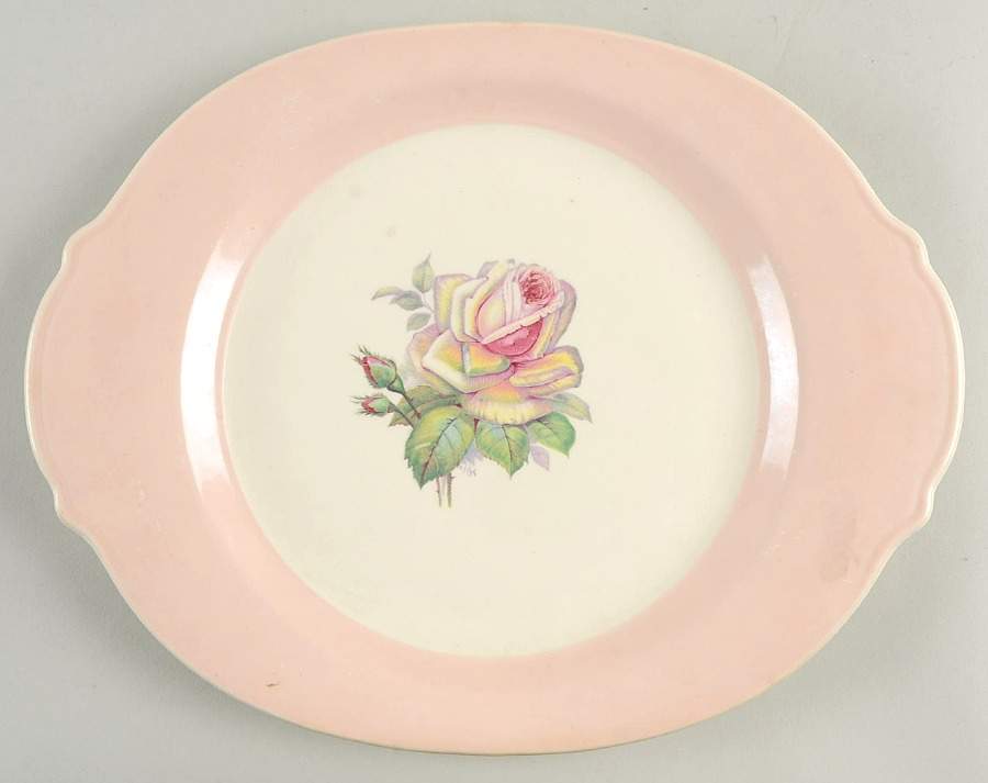 Tea Rose Cotillion Pink (No Trim) 13" Oval Serving Platter by Limoges-American-1