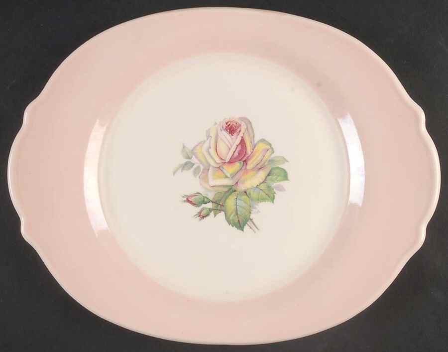 Tea Rose Cotillion Pink (No Trim) 12" Oval Serving Platter by Limoges-American-1