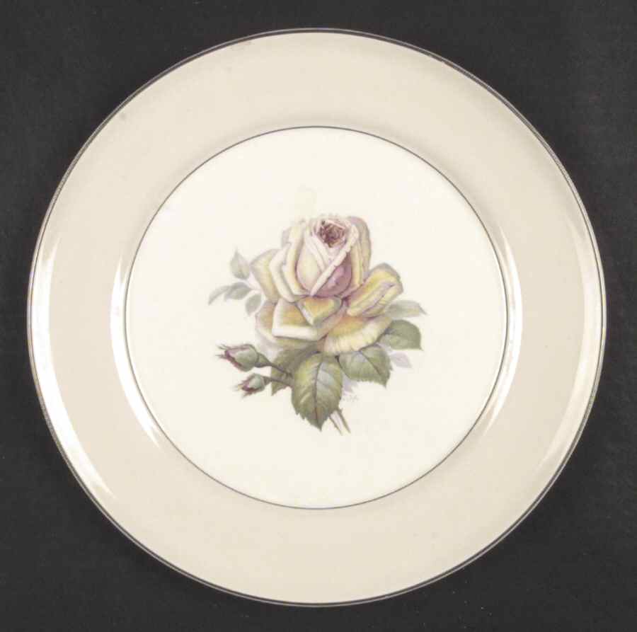 Tea Rose Cotillion Pink (Platinum trim) Dinner Plate by Limoges-American-1