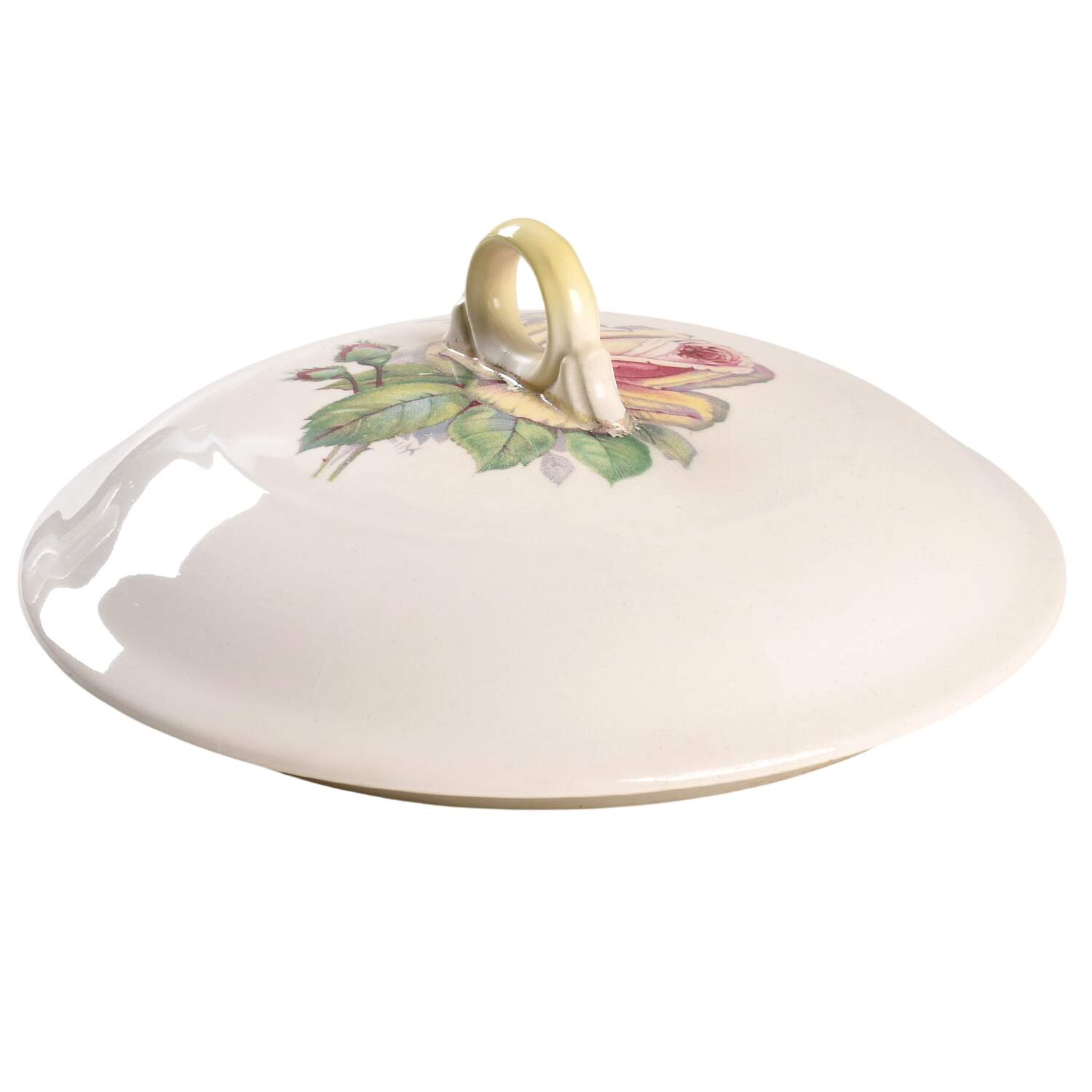 Tea Rose Cotillion Yellow Lid for Round Vegetable by Limoges-American-1
