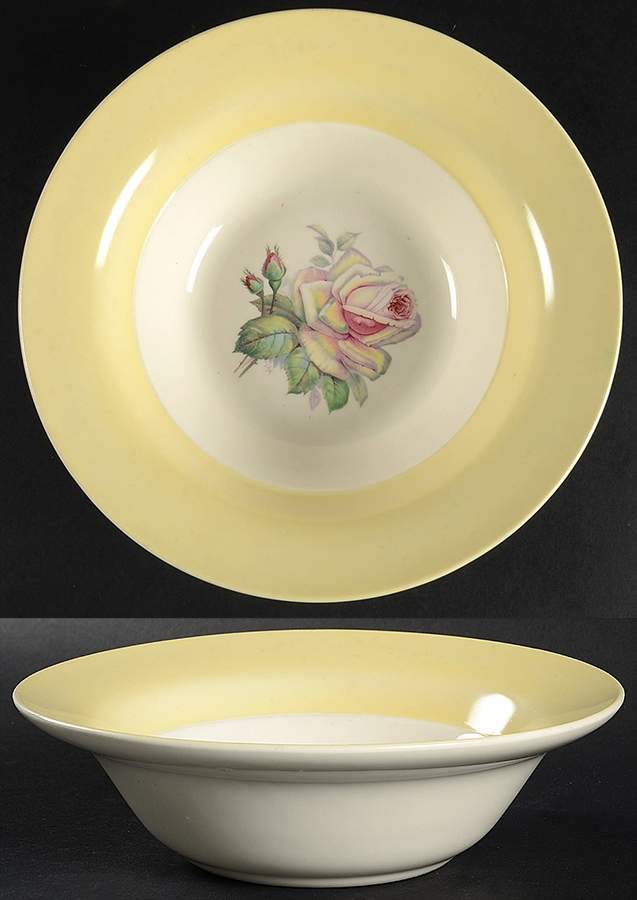 Tea Rose Cotillion Yellow 8" Round Vegetable Bowl by Limoges-American-1