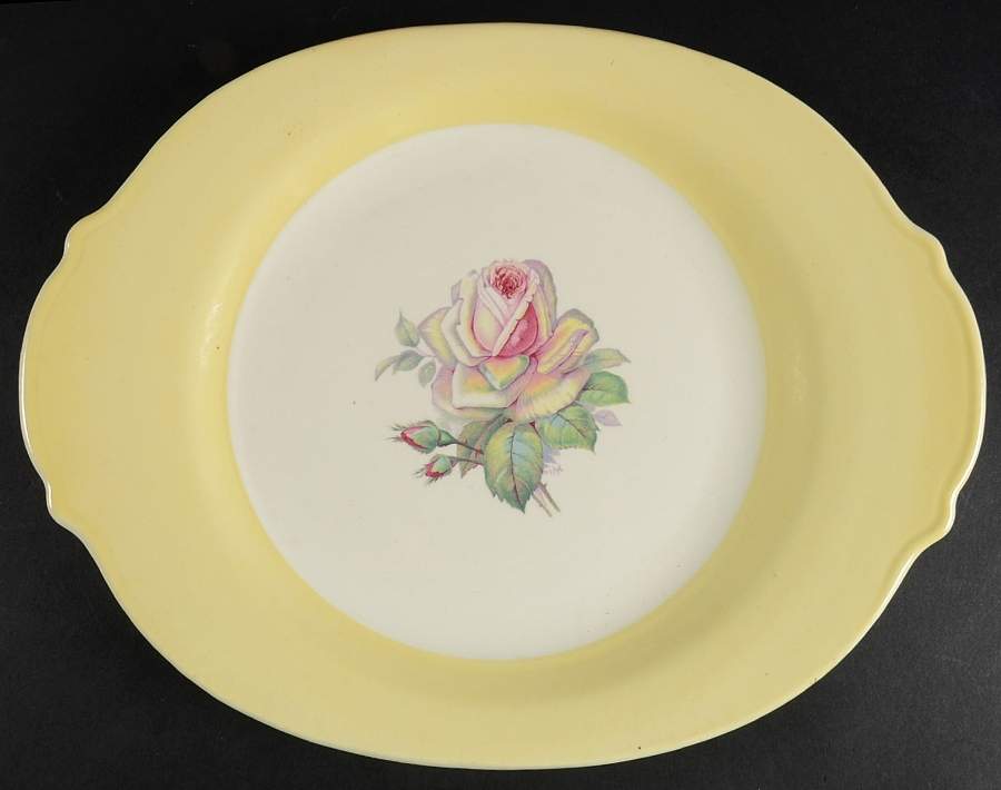 Tea Rose Cotillion Yellow 13" Oval Serving Platter by Limoges-American-1