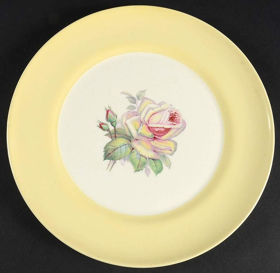 Tea Rose Cotillion Yellow Luncheon Plate by Limoges-American-1