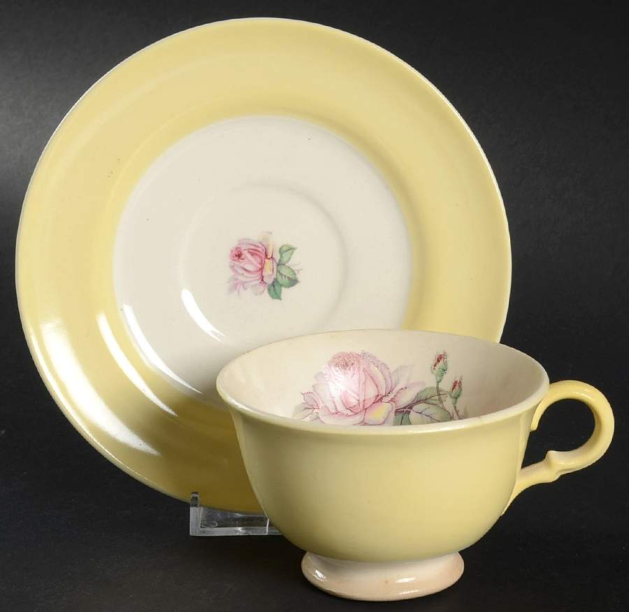 Tea Rose Cotillion Yellow Footed Cup & Saucer Set by Limoges-American-1