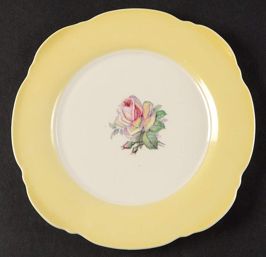 Tea Rose Cotillion Yellow Square Salad Plate by Limoges-American-1