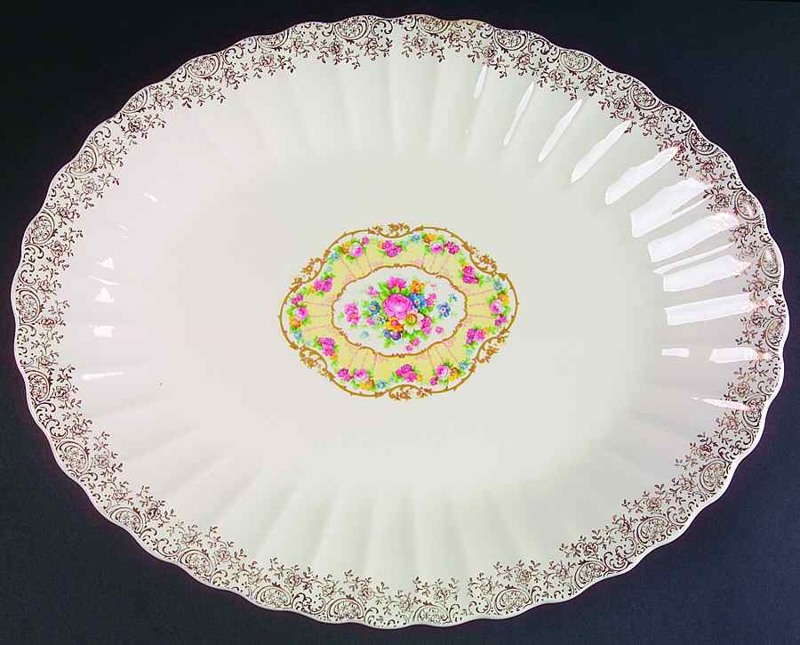 Toledo Delight White 15" Oval Serving Platter by Limoges-American-1
