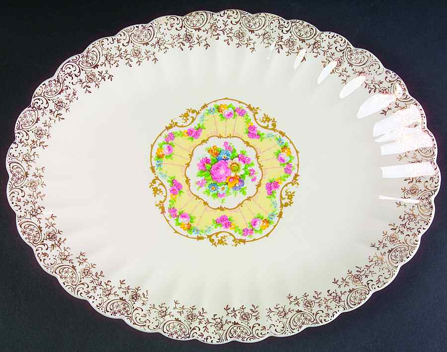 Toledo Delight White 11" Oval Serving Platter by Limoges-American-1