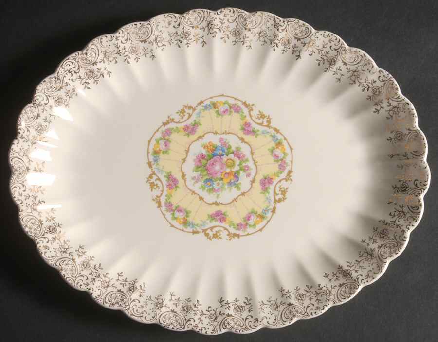 Toledo Delight White 11" Oval Serving Platter by Limoges-American-1