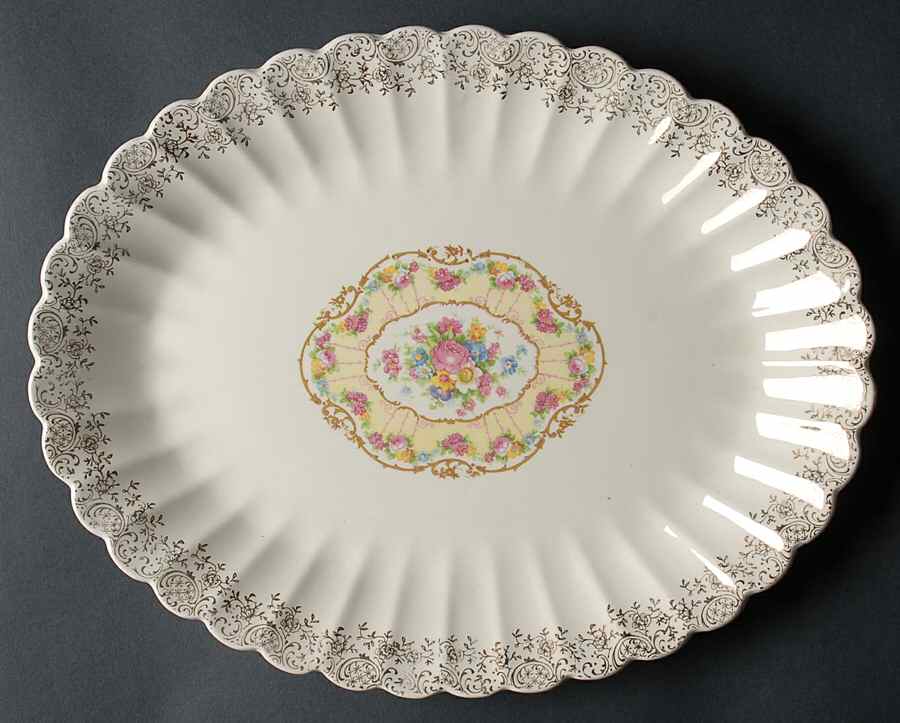 Toledo Delight White 13" Oval Serving Platter by Limoges-American-1