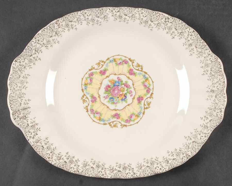 Toledo Delight White 12" Oval Serving Platter by Limoges-American-1