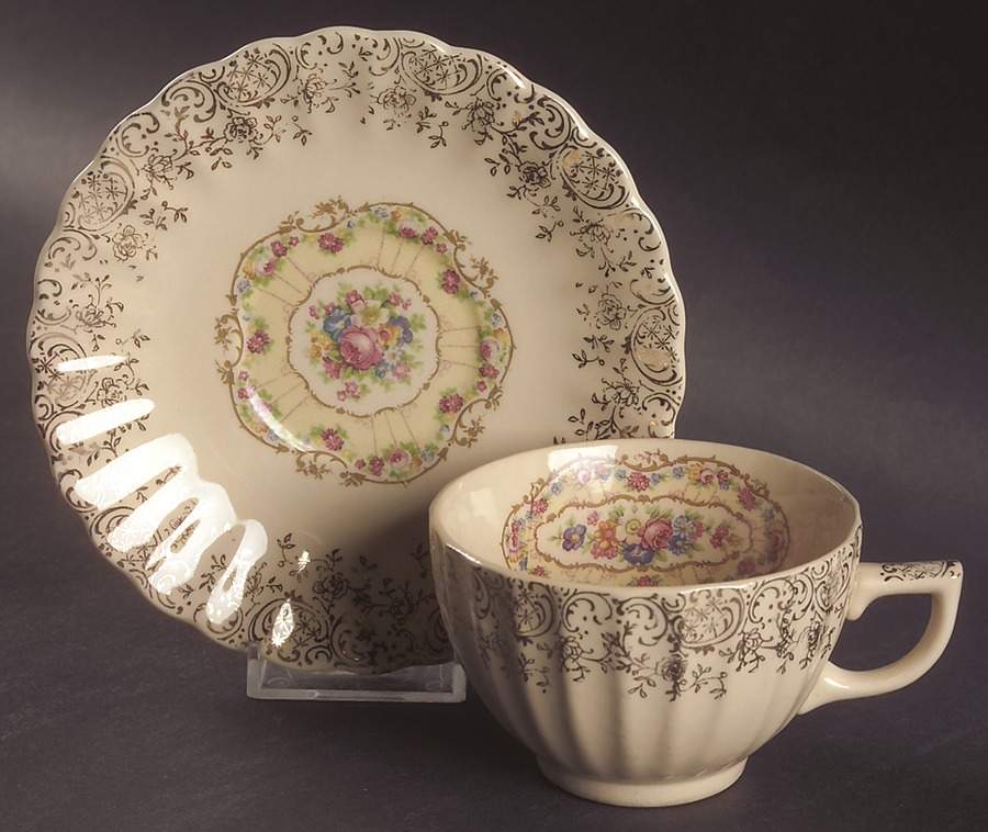Toledo Delight Sand Footed Cup & Saucer Set by Limoges-American-1