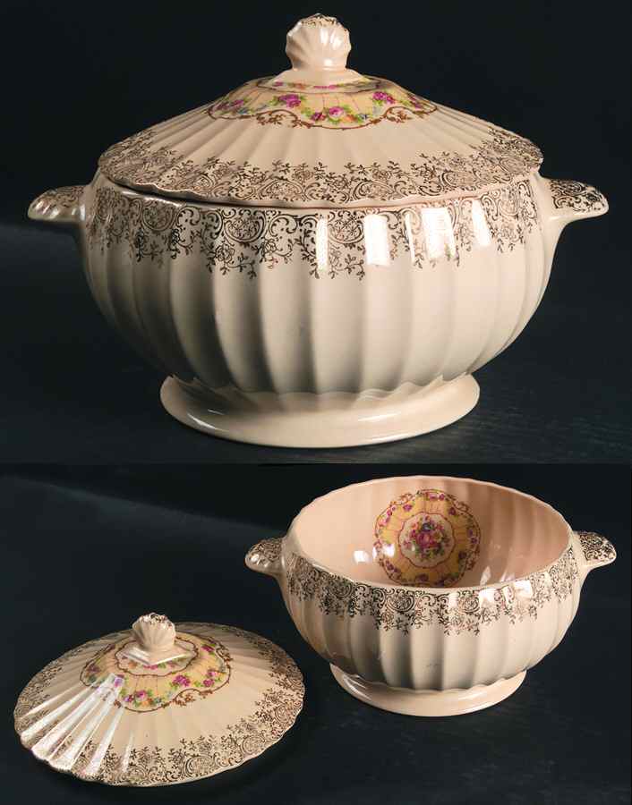 Toledo Delight Sand Round Covered Vegetable by Limoges-American-1