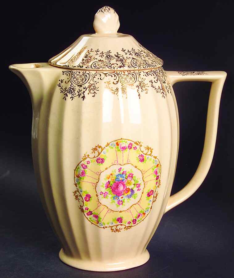 Toledo Delight Sand Coffee Pot & Lid by Limoges-American-1