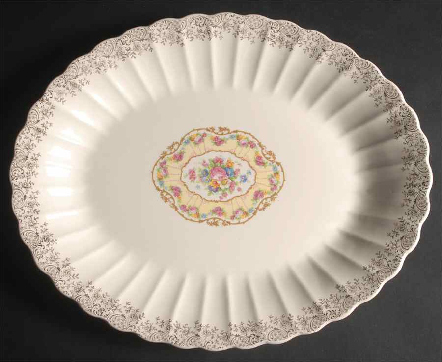 Toledo Delight Sand 15" Oval Serving Platter by Limoges-American-1