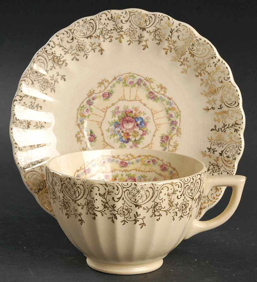 Toledo Delight Sand Footed Cup & Saucer Set by Limoges-American-1