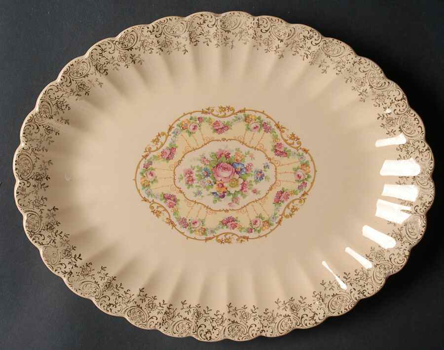 Toledo Delight Sand 11" Oval Serving Platter by Limoges-American-1