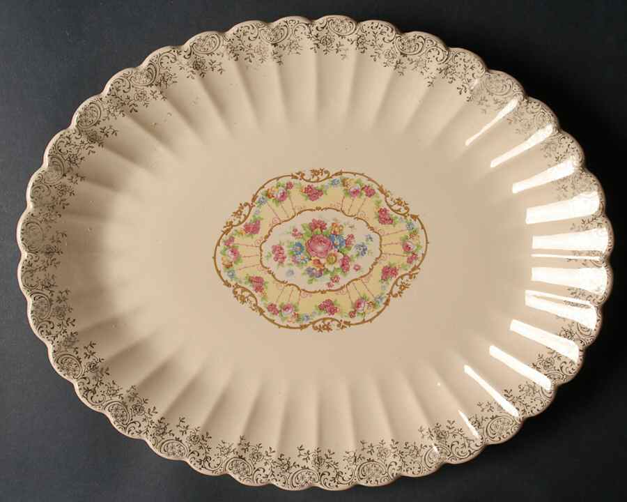 Toledo Delight Sand 13" Oval Serving Platter by Limoges-American-1