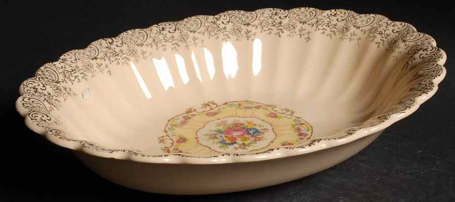 Toledo Delight Sand 9" Oval Vegetable Bowl by Limoges-American-1