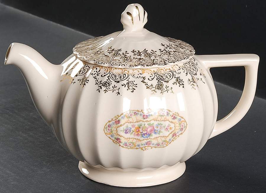 Toledo Delight Sand Teapot & Lid by Limoges-American-1