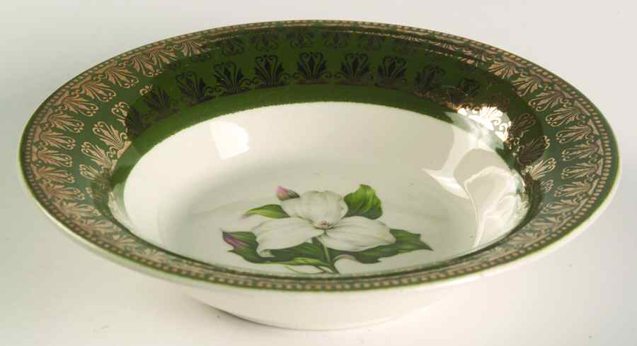 Trillium (Forest Green Filigree) Fruit/Dessert (Sauce) Bowl by Limoges-American-1