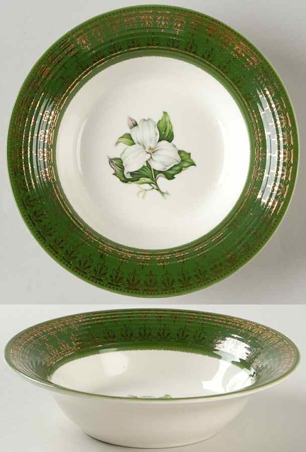 Trillium (Forest Green Filigree) Coupe Cereal Bowl by Limoges-American-1