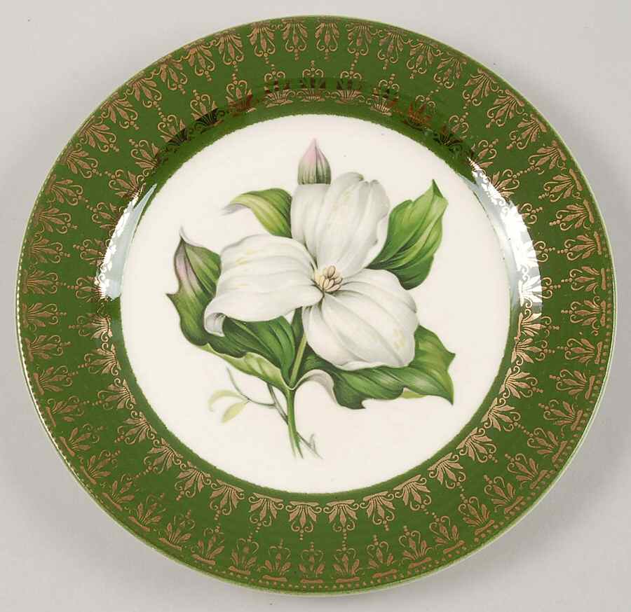Trillium (Forest Green Filigree) Bread & Butter Plate by Limoges-American-1