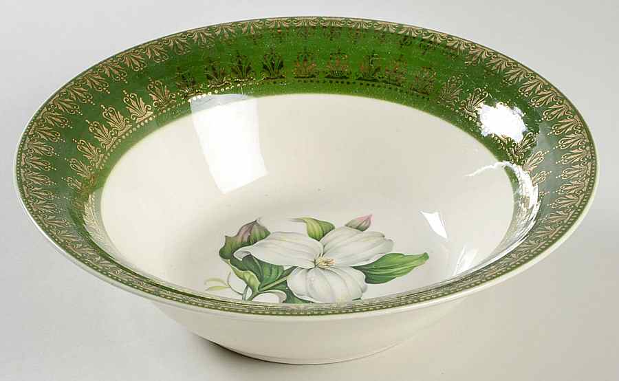 Trillium (Forest Green Filigree) 8" Round Vegetable Bowl by Limoges-American-1