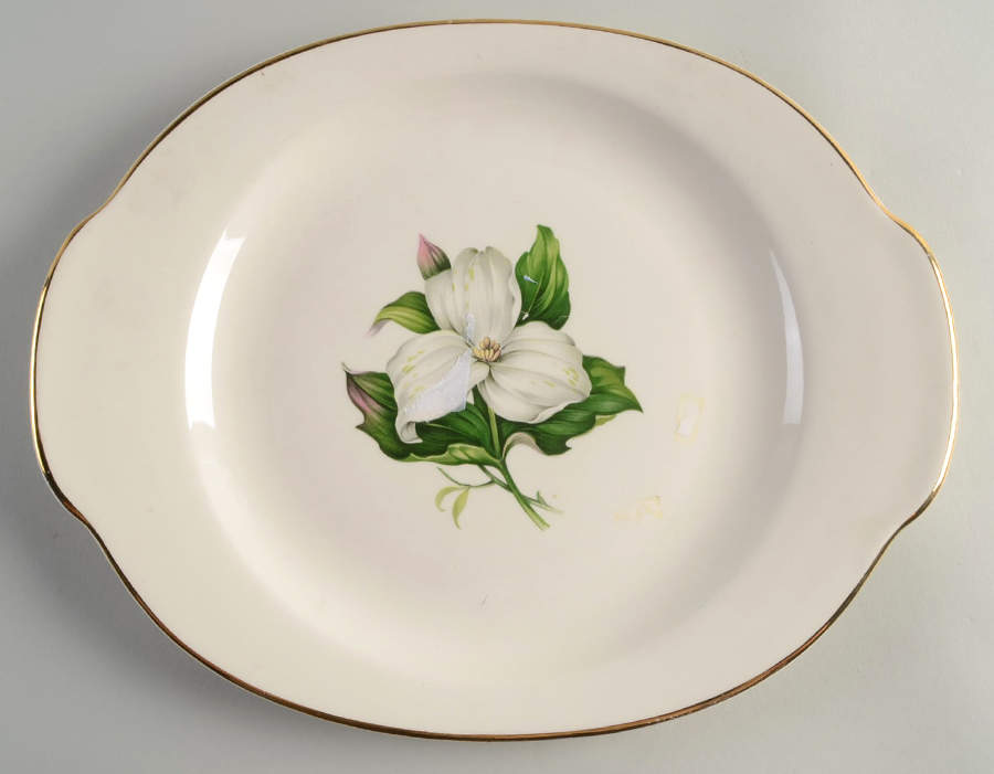 Trillium White (Glamour, Coupe) 13" Oval Serving Platter by Limoges-American-1