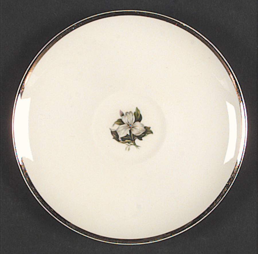 Trillium White (Glamour, Coupe) Saucer for Flat Cup by Limoges-American-1