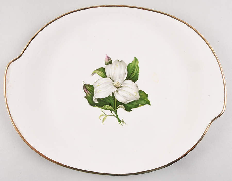 Trillium White (Glamour, Coupe) 14" Oval Serving Platter by Limoges-American-1