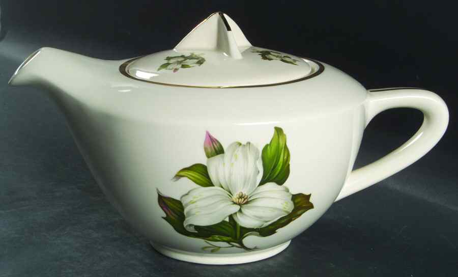 Trillium White (Glamour, Coupe) Teapot & Lid by Limoges-American-1