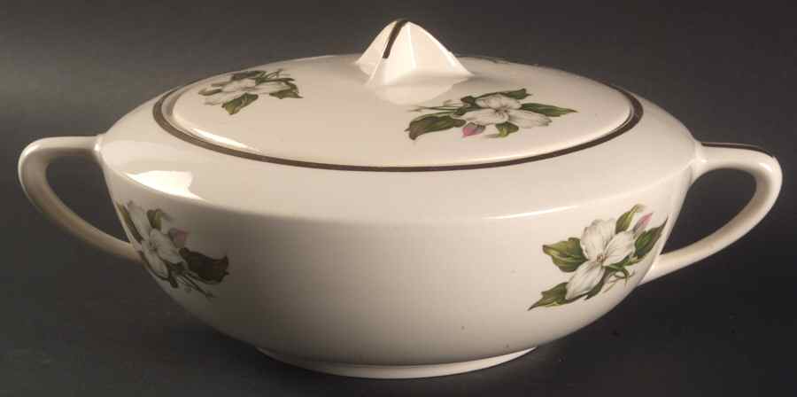 Trillium White (Glamour, Coupe) Round Covered Vegetable by Limoges-American-1
