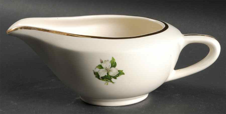 Trillium White (Glamour, Coupe) Gravy Boat & Underplate by Limoges-American-1