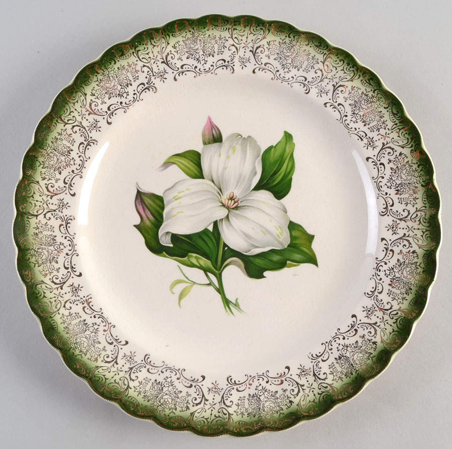 Trillium (Mandarin Green) Dinner Plate by Limoges-American-1