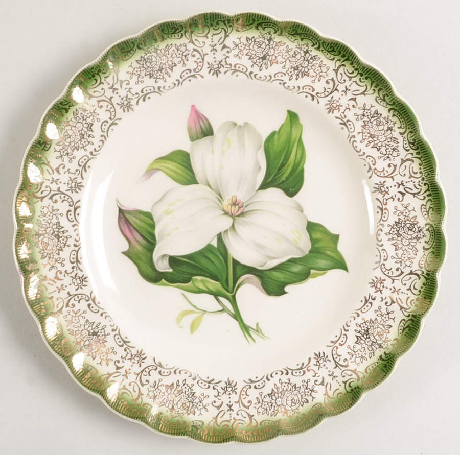 Trillium (Mandarin Green) Bread & Butter Plate by Limoges-American-1