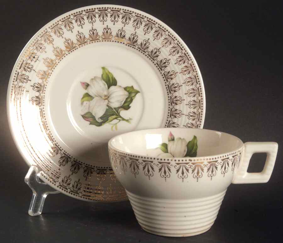 Trillium Flat Cup & Saucer Set by Limoges-American-1