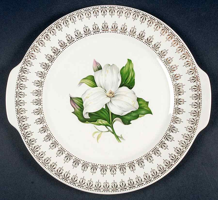 Trillium Handled Cake Plate by Limoges-American-1