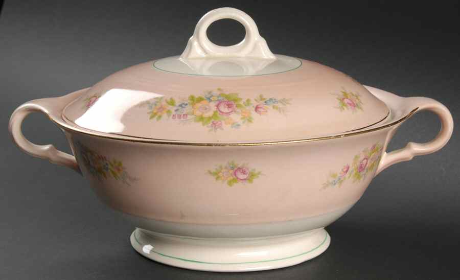 Troubadour Pink Round Covered Vegetable by Limoges-American-1