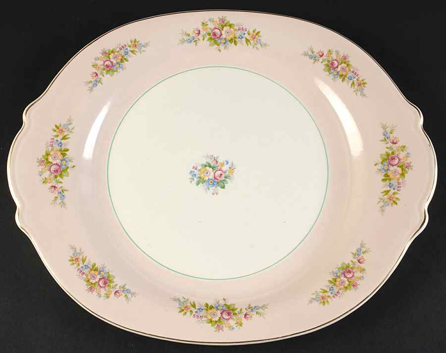 Troubadour Pink 15" Oval Serving Platter by Limoges-American-1