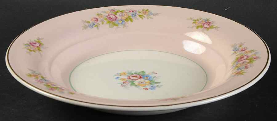 Troubadour Pink Rim Soup Bowl by Limoges-American-1