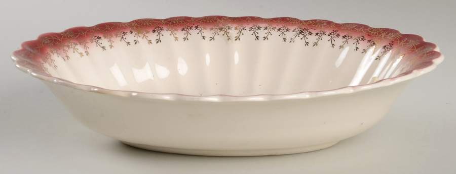 Tudor Gold Mandarin Maroon 9" Oval Vegetable Bowl by Limoges-American-1