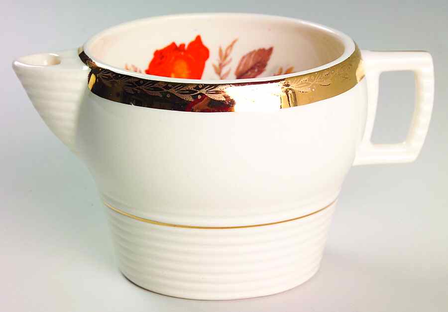 Vermillion Rose (Gold Leaf Band Edge) Creamer by Limoges-American-1