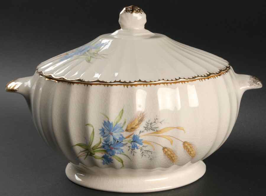 Wheatfield Fluted Edge Round Covered Vegetable by Limoges-American-1