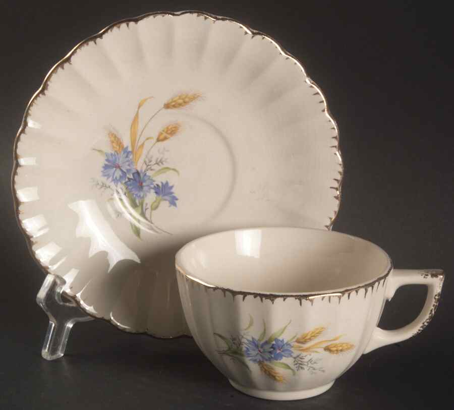 Wheatfield Fluted Edge Flat Cup & Saucer Set by Limoges-American-1