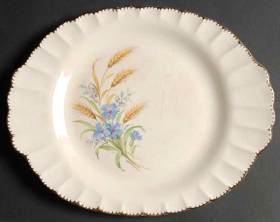 Wheatfield Fluted Edge 11" Oval Serving Platter by Limoges-American-1